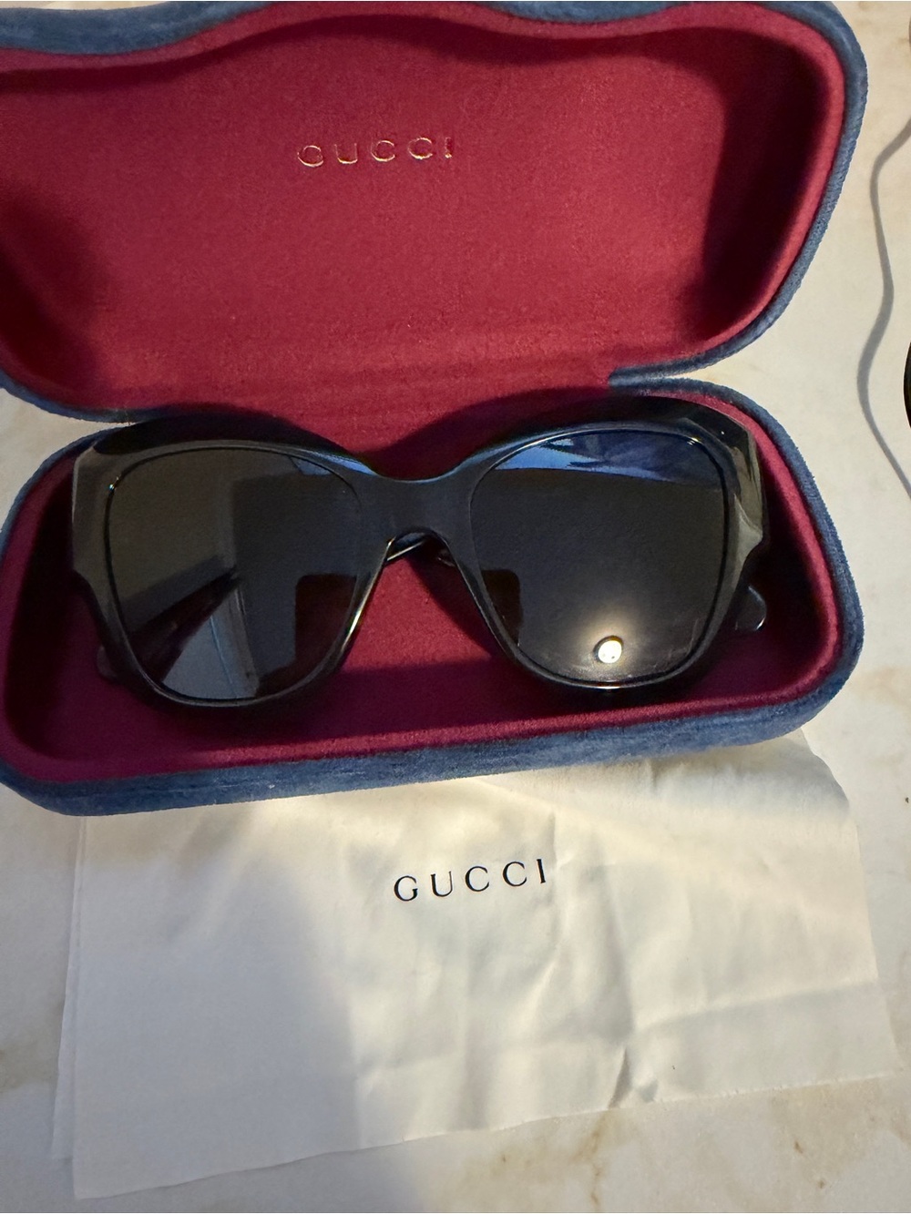 Gucci Women’s Black Oversized Sunglasses in Velvet Cases GG808S 001